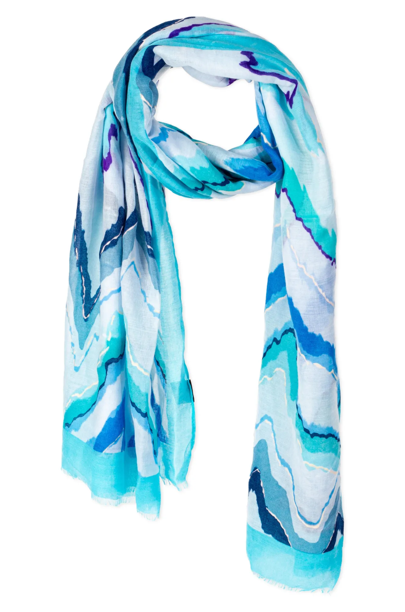 100% Cotton print Scarf | BLUE | 0482A1