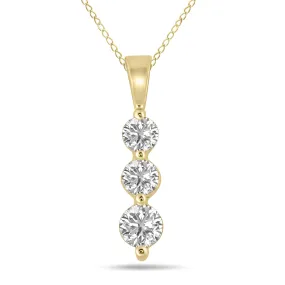 1/2 Ctw Lab Grown Diamond Three Stone Snow Pendant In 10K Yellow Gold