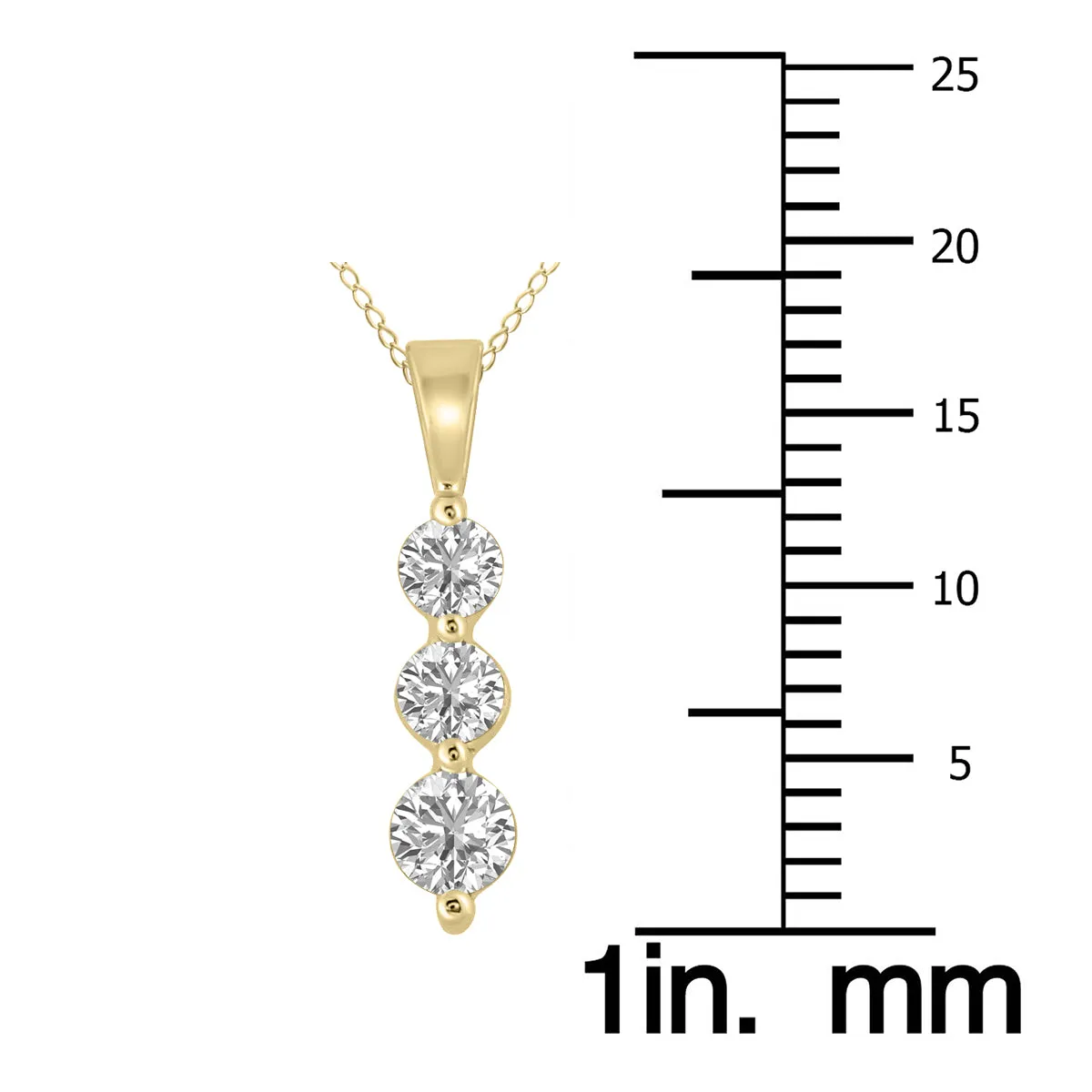 1/2 Ctw Lab Grown Diamond Three Stone Snow Pendant In 10K Yellow Gold