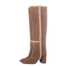 Altea Tall Suede Boots with Shearling Details by Toral