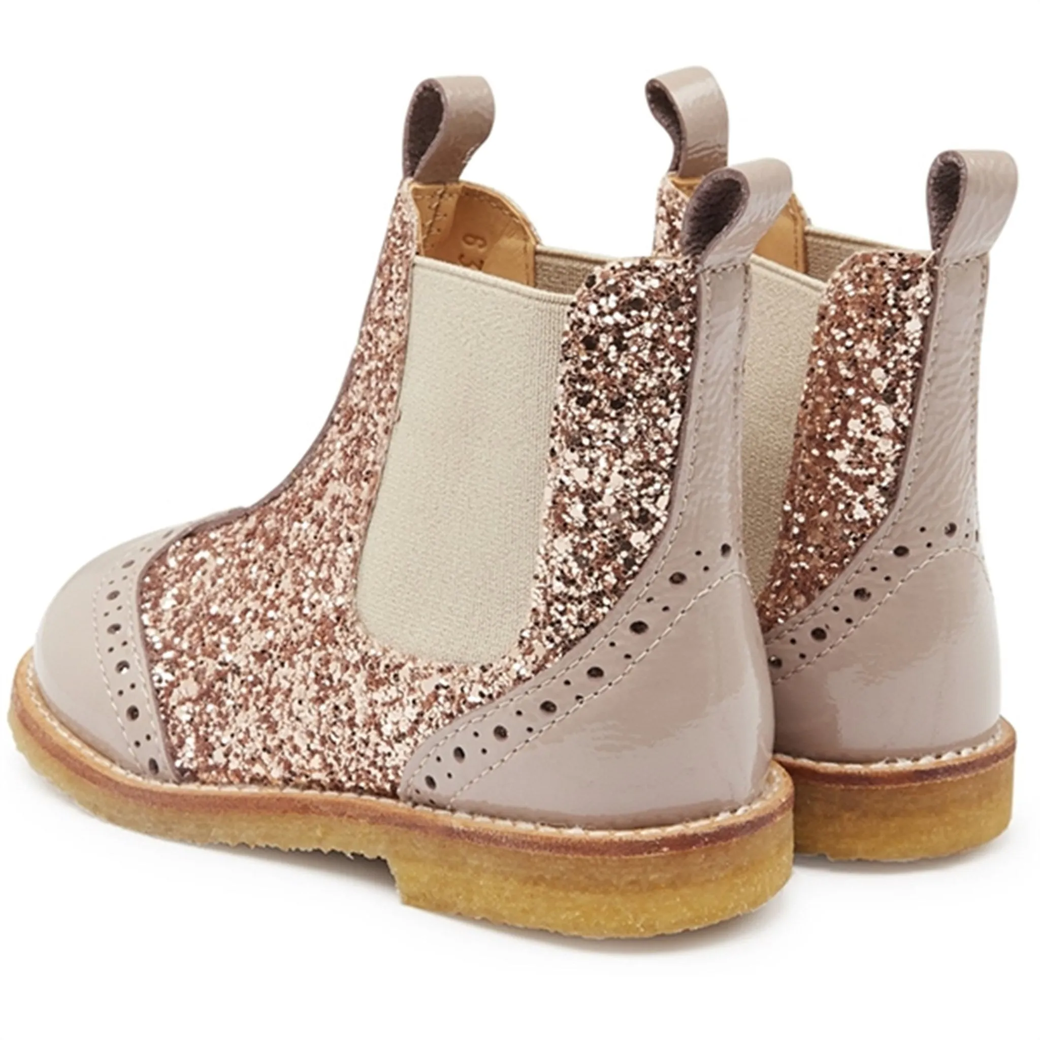 Angulus Chelsea Boots With Glitter Dusty Almond/Maple Glitter/Elastic