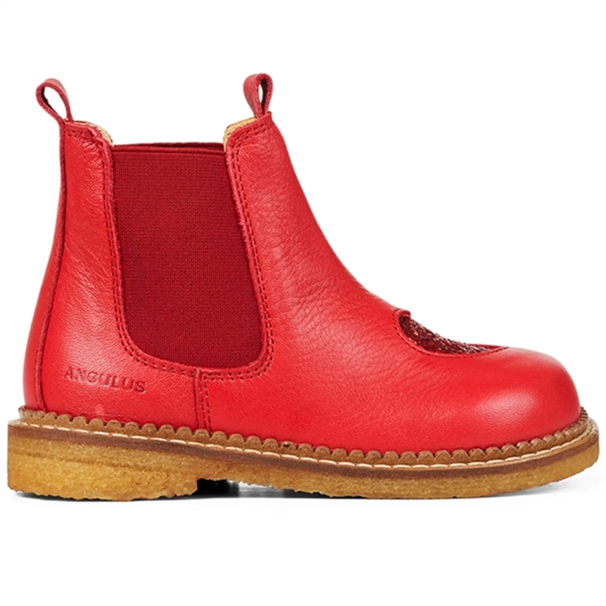 Angulus Chelsea Boots With Heart Red/Red Glitter/Red Elastic