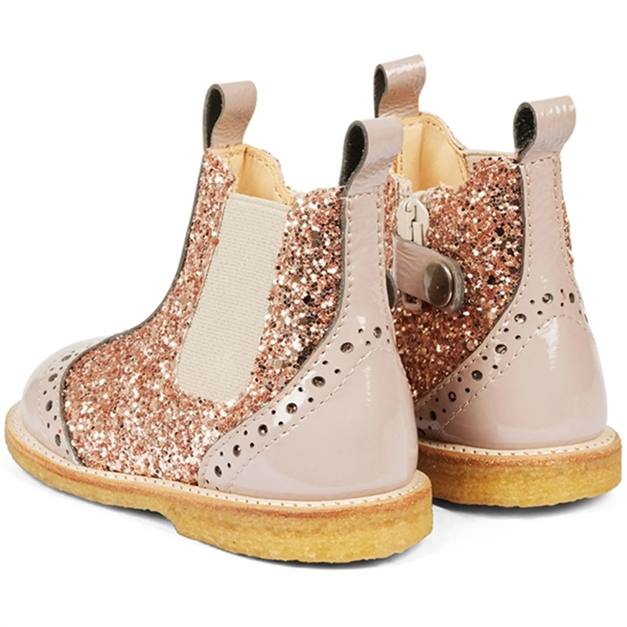 Angulus Starter Chelsea Boots With Zipper Dusty Almond/Maple Glitter/Elastic