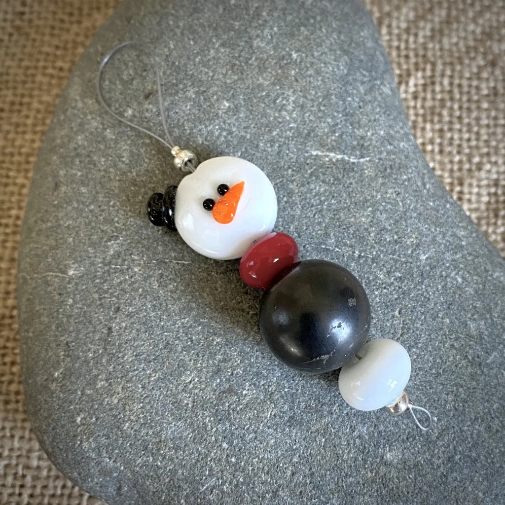 Avant Garde Shungite Snowman Ornament With Red Scarf