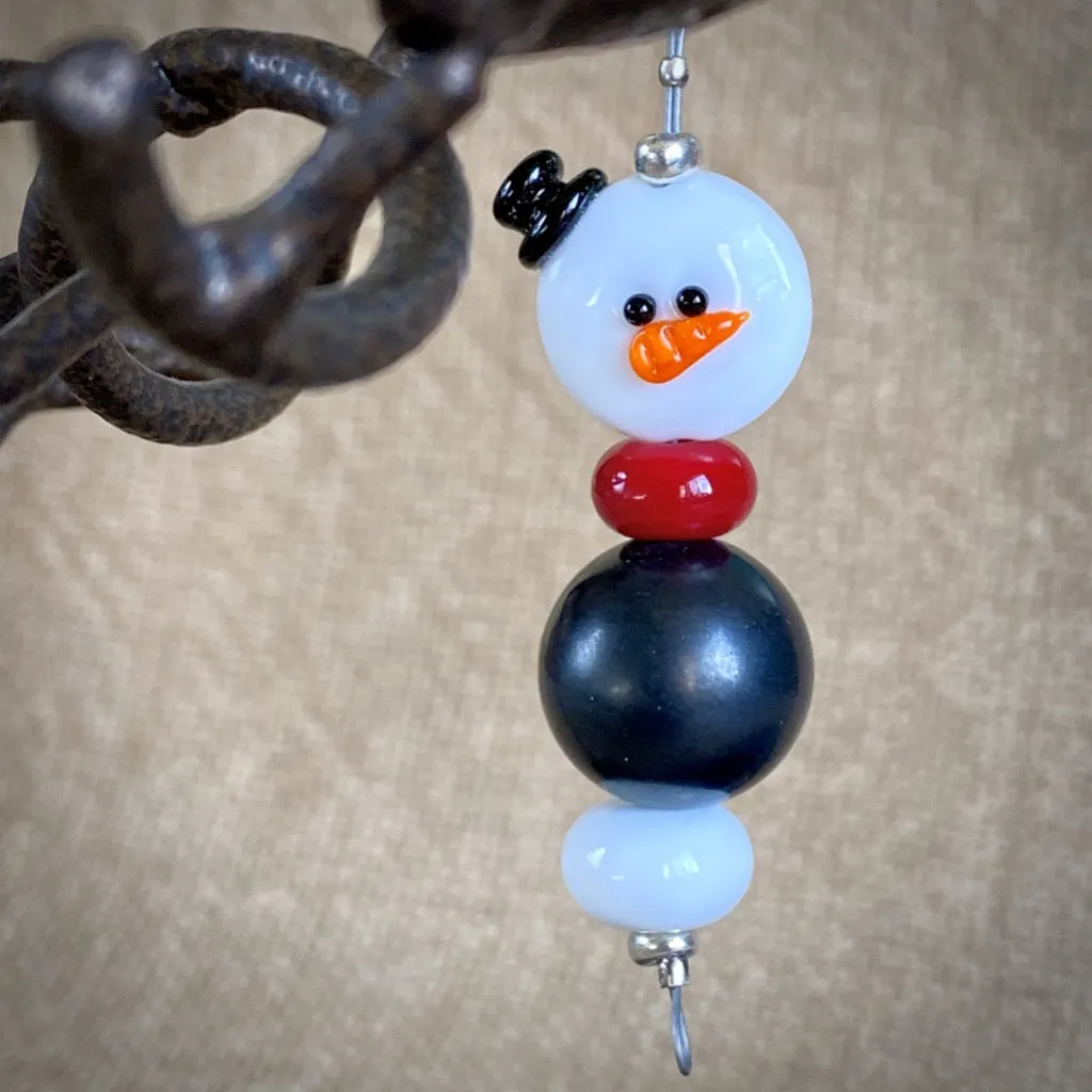 Avant Garde Shungite Snowman Ornament With Red Scarf