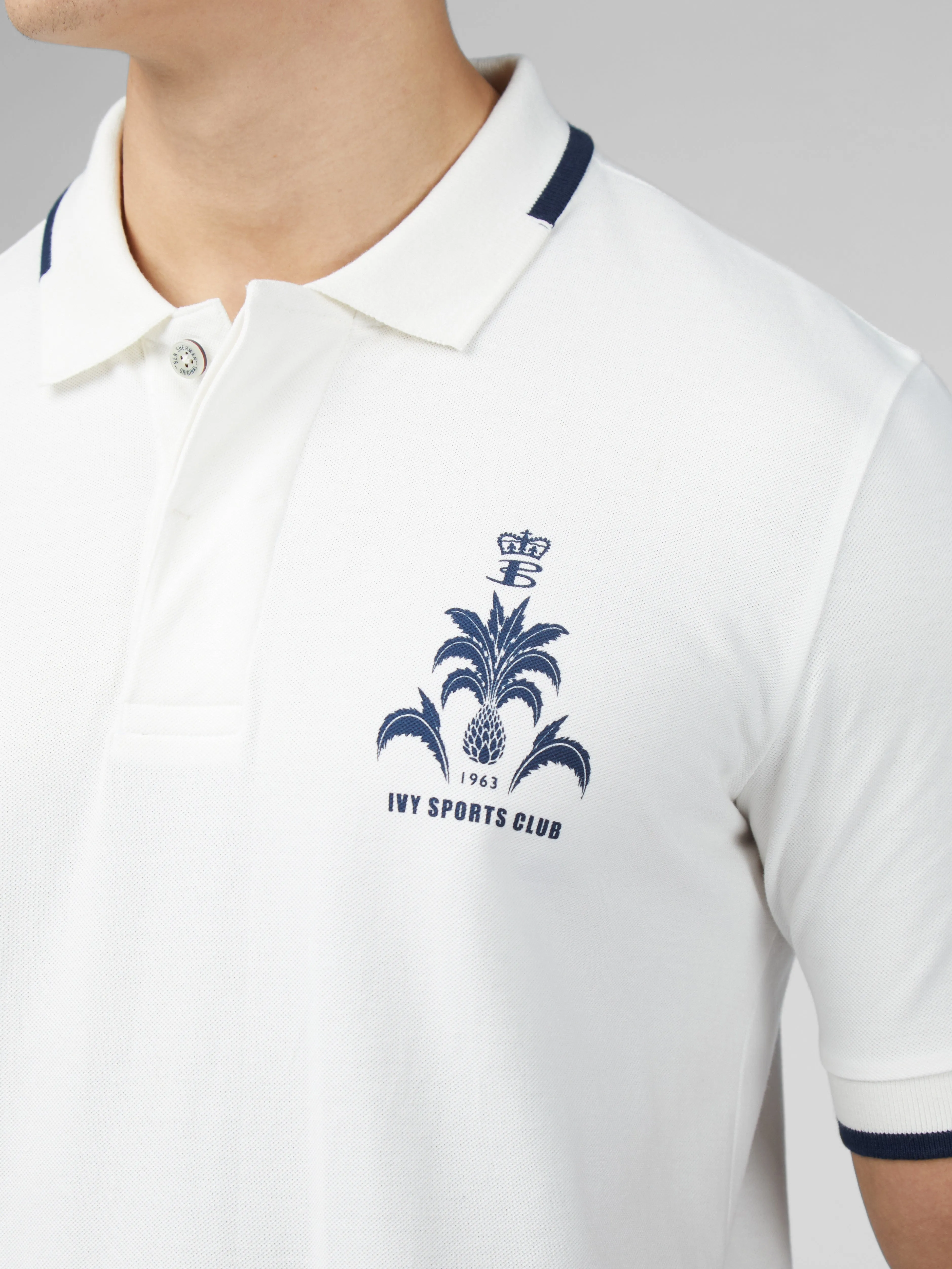 B by Ben Sherman Sports Club Embroidered Polo - Snow White