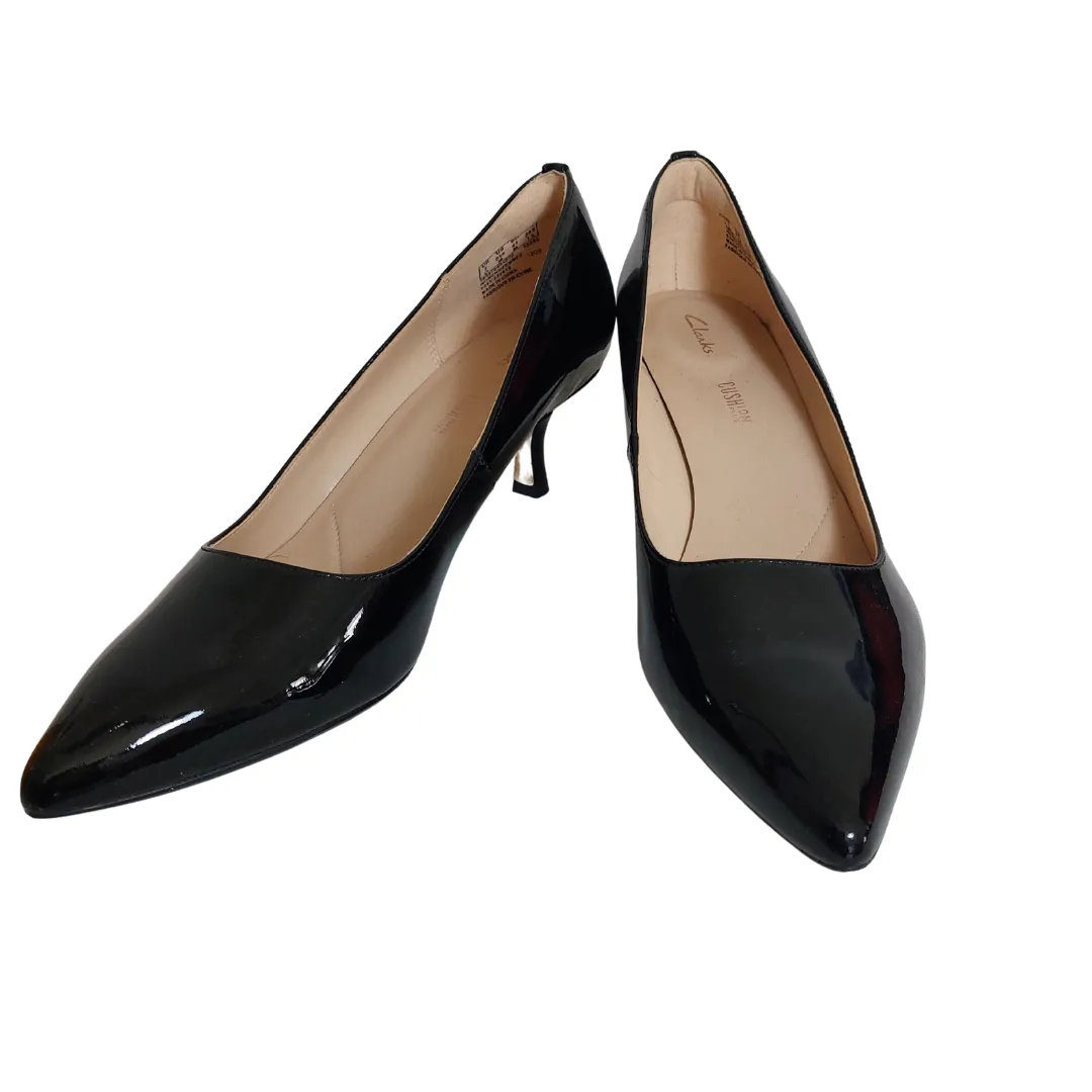 Clark's Black Patent Leather Pointed Kitten Heels | Like New |