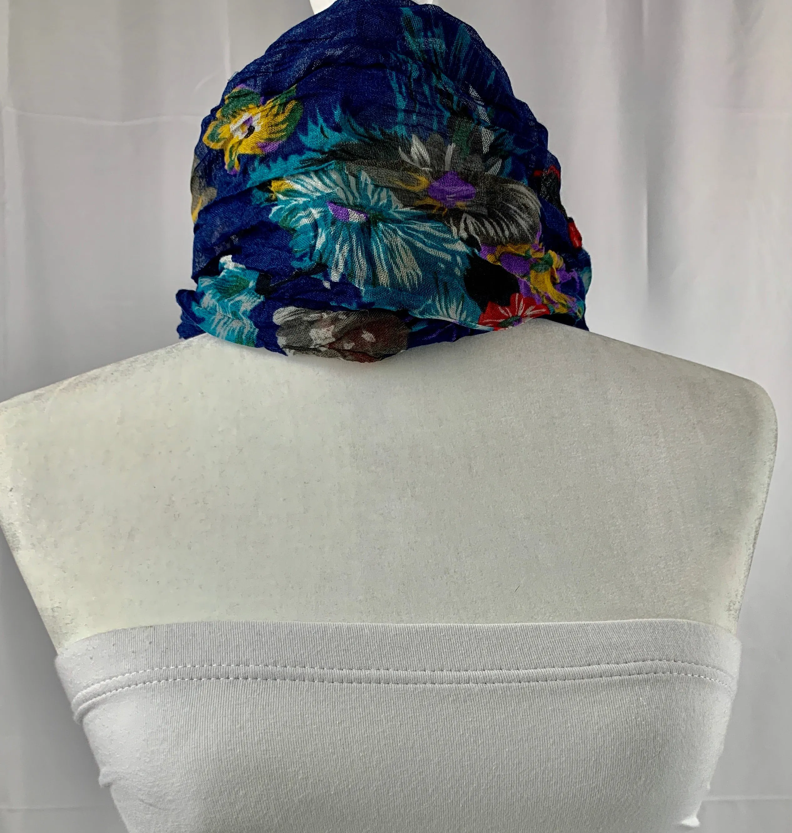 Cobalt Vintage Flower Neck Scarf