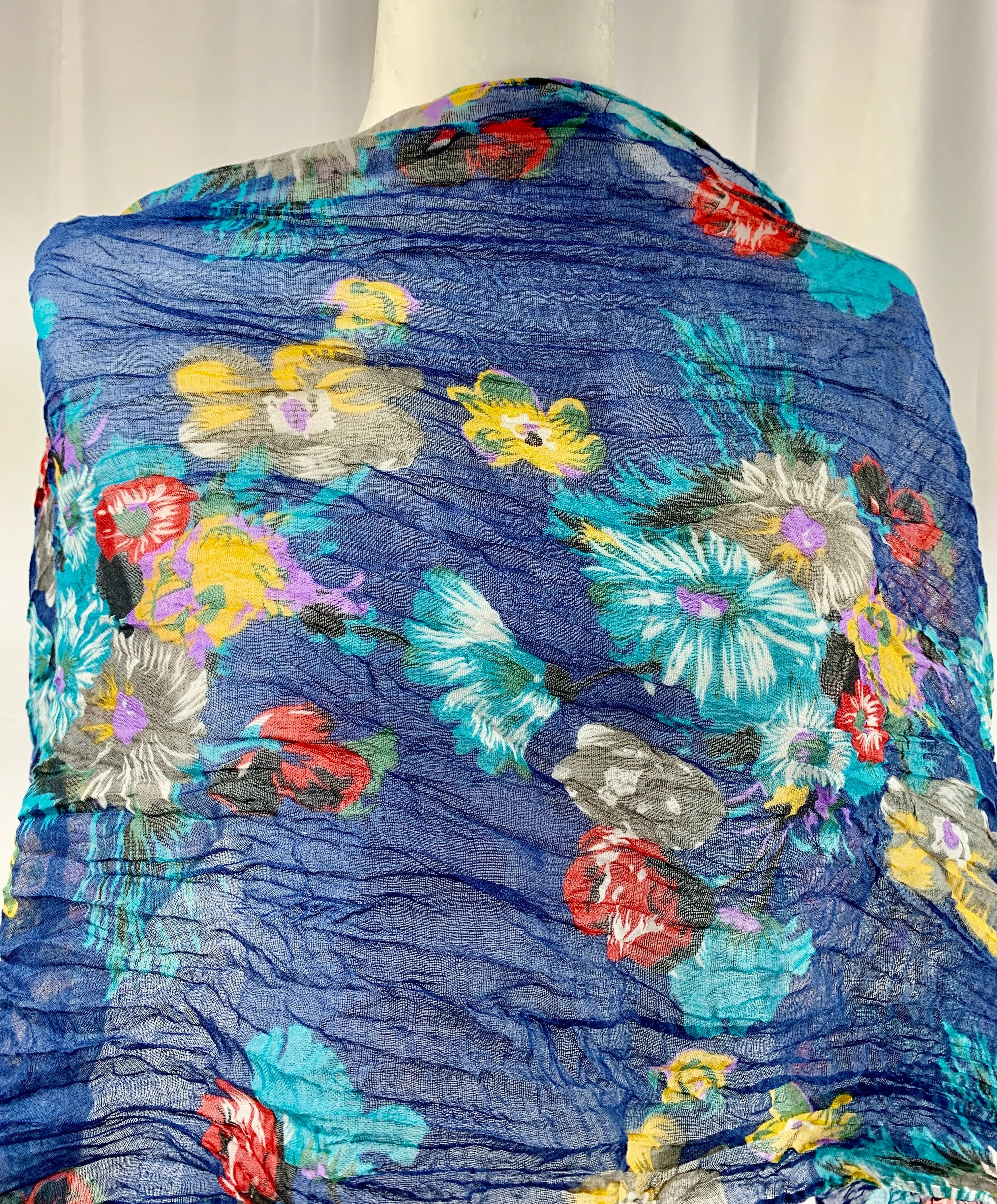 Cobalt Vintage Flower Neck Scarf