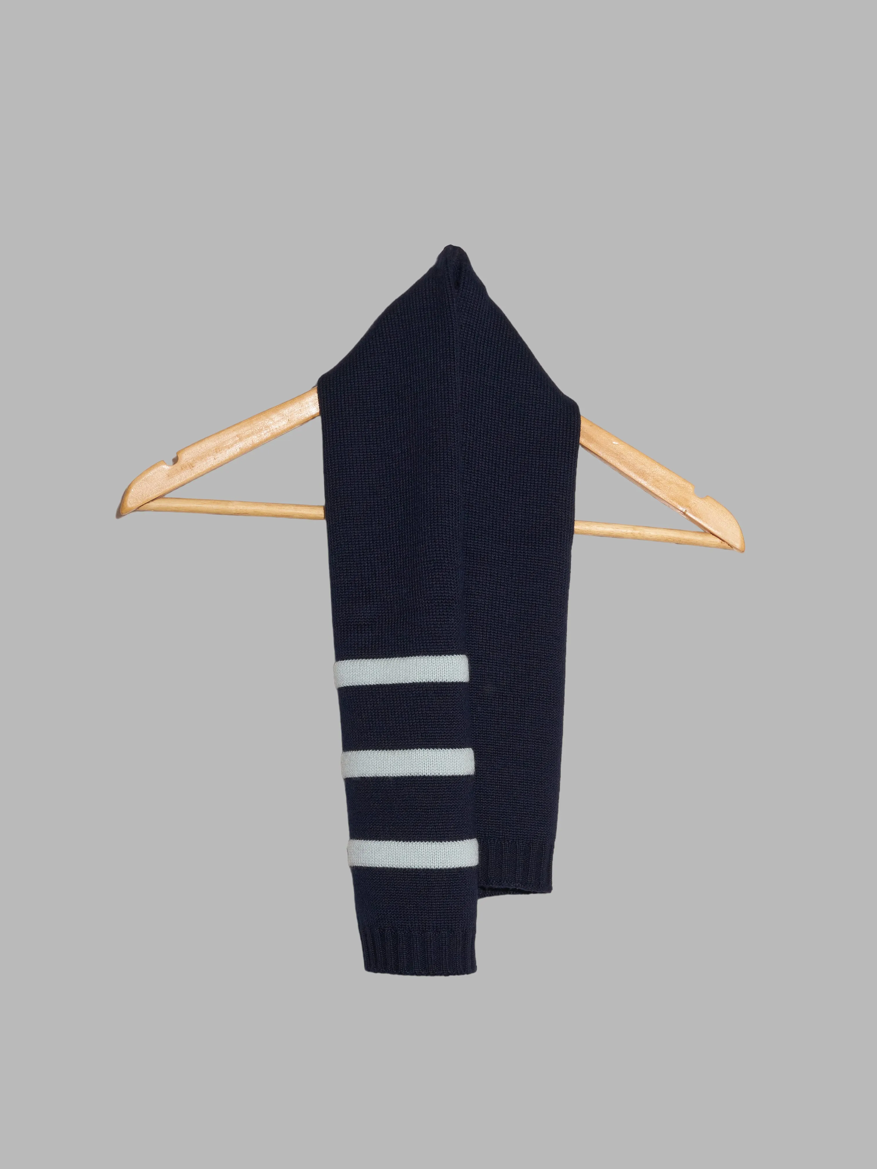 Dirk Bikkembergs 1990s 2000s navy wool neck warmer scarf with pale blue stripes