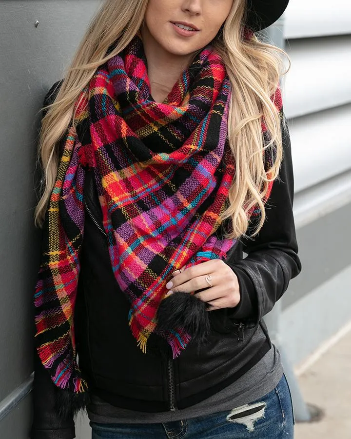 Grace & Lace Plaid Triangle Scarf