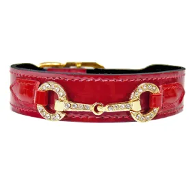 Holiday Dog Collar in Red Patent & Gold