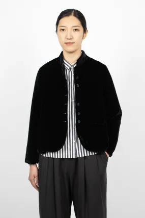 Jessica Padded Silk Velvet Jacket Black