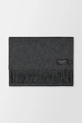 Joshua Ellis Mid Grey Classic Plain Brushed Scarf