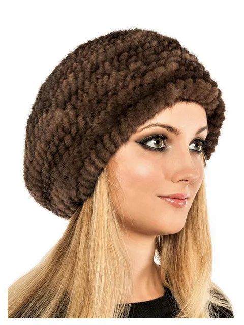 Knitted mink beret