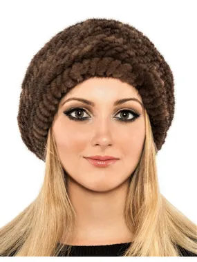 Knitted mink beret