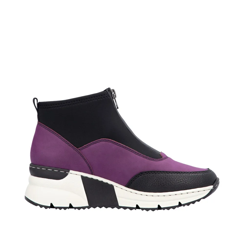 Ladies Rieker Zip Trainer Boots Sneaker Wedge Purple N6352-30