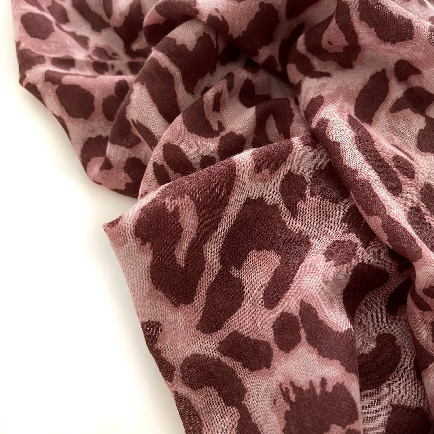 LARGE BLUSH PINK COTTON MIX LEOPARD PRINT SCARF