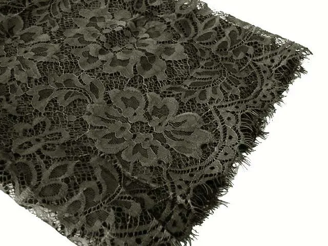 LARGE DARK GREY LACE DETAIL LIGHTWEIGHT SCARF