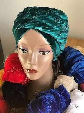 Large Double Velvet Turban headwrap | Premade Velvet Chemo Cap