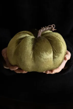 Large Green Velvet Pumpkin