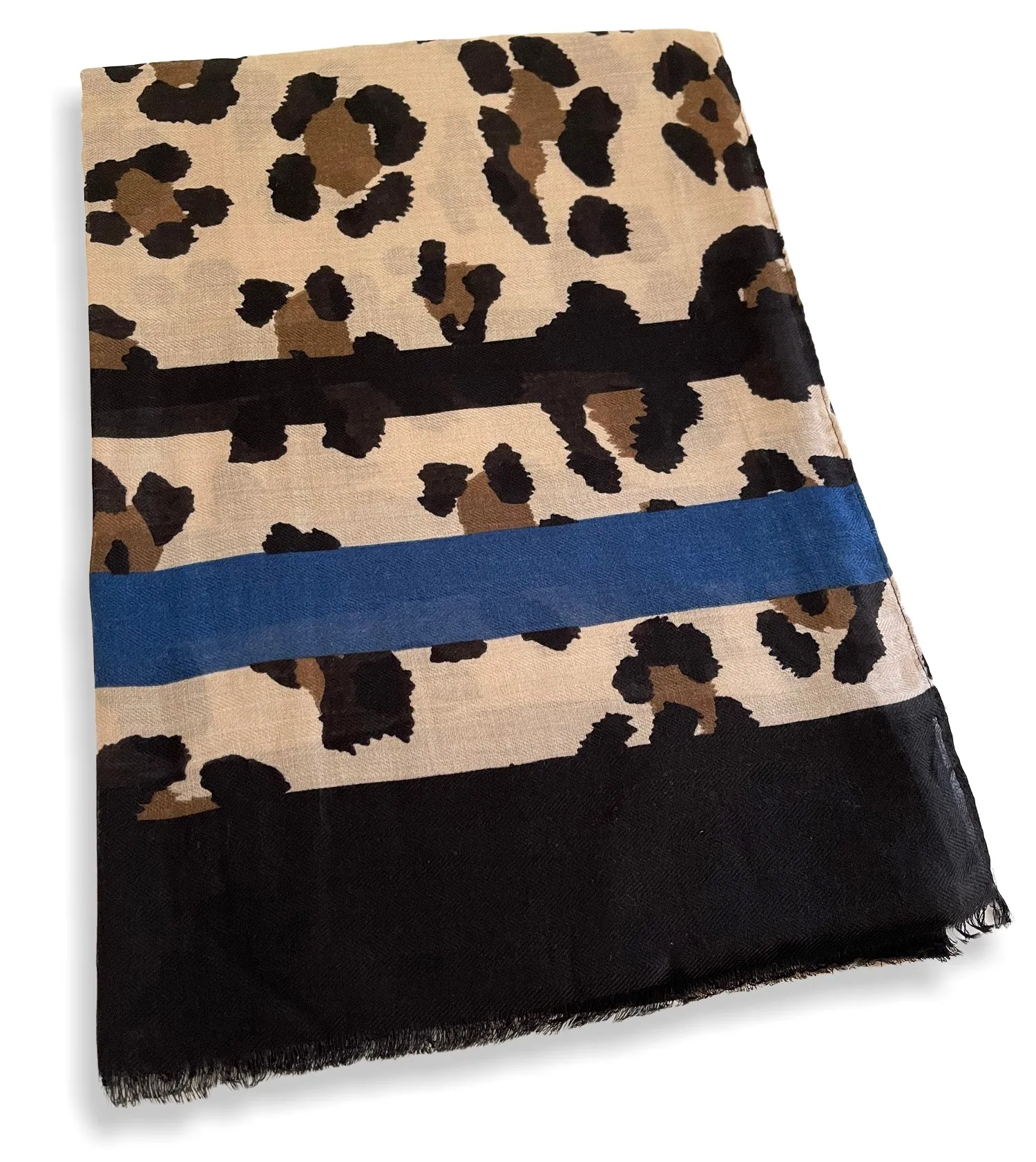 LARGE ROYAL BLUE RETRO LEOPARD PRINT SCARF