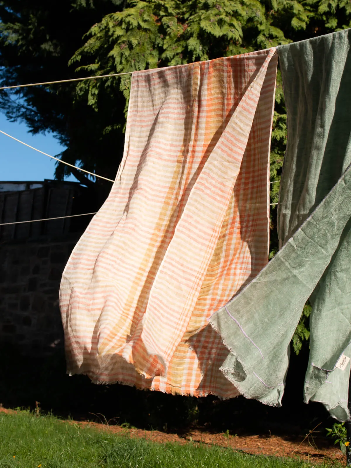 Linen Scarf, Mustard and Orange Check