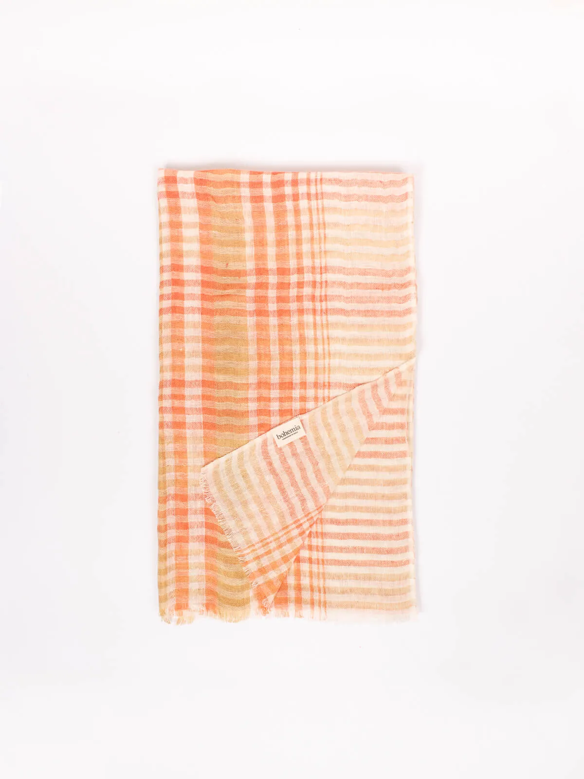 Linen Scarf, Mustard and Orange Check