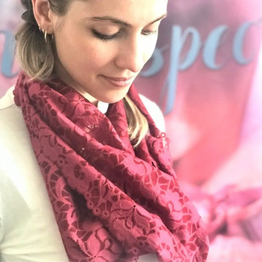 Loop Scarf | Vines & Leaves | Bordeaux | One Size