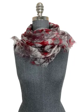 Loro Piana Floral Cashmere Fringe Trim Oblong Scarf