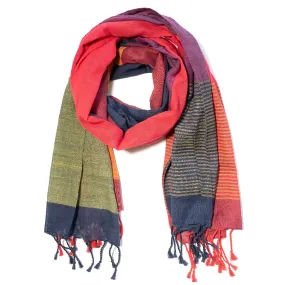 Meena- Organic Cotton scarf stripe at bottom