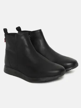 Men's Black Solid Boots