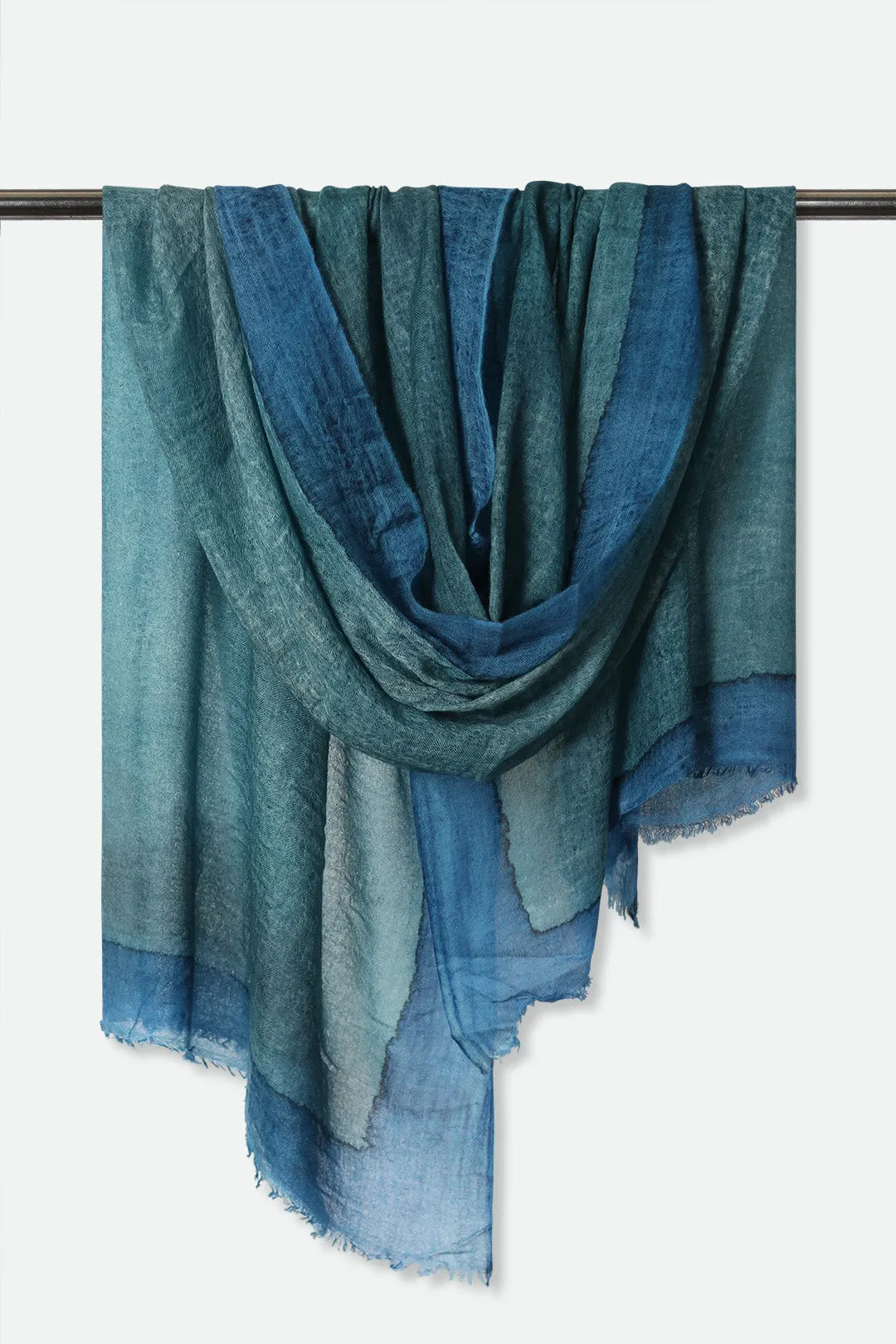 OCEANA BLUE SCARF IN HAND DYED CASHMERE