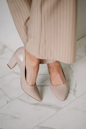 Olympia Slick Block Heels | Nude