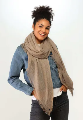 OPTIC COLD DYE WOVEN WRAP SCARF - Camel