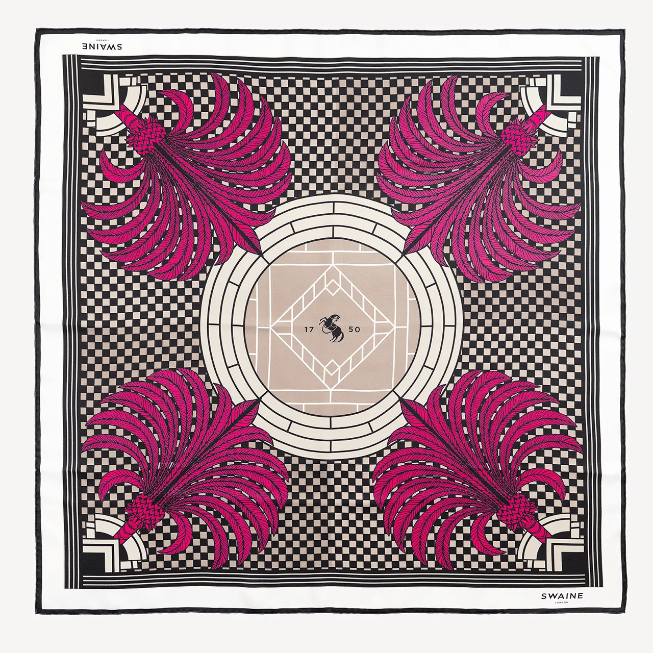 Palm Tree Silk Scarf - Fuschia