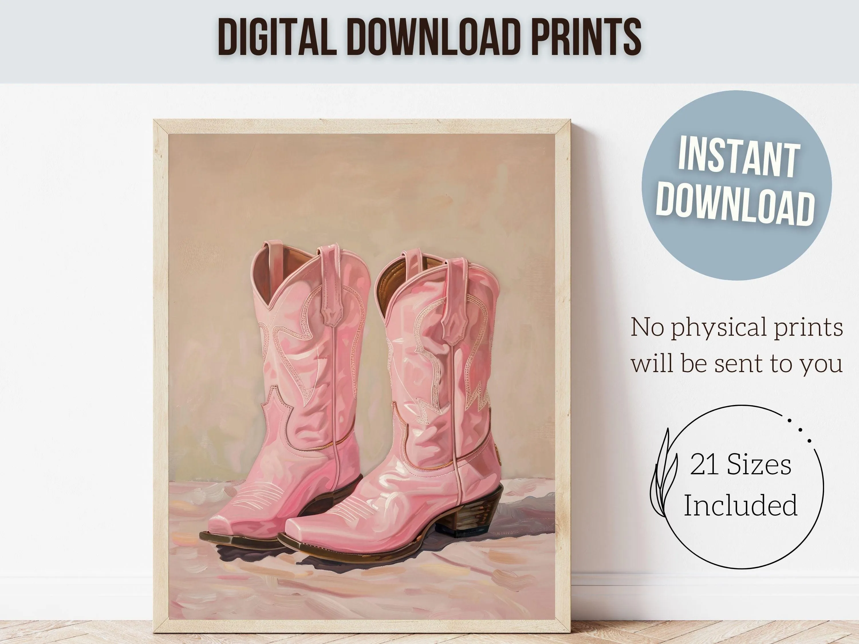 Pink Cowgirl Boots Print - 004