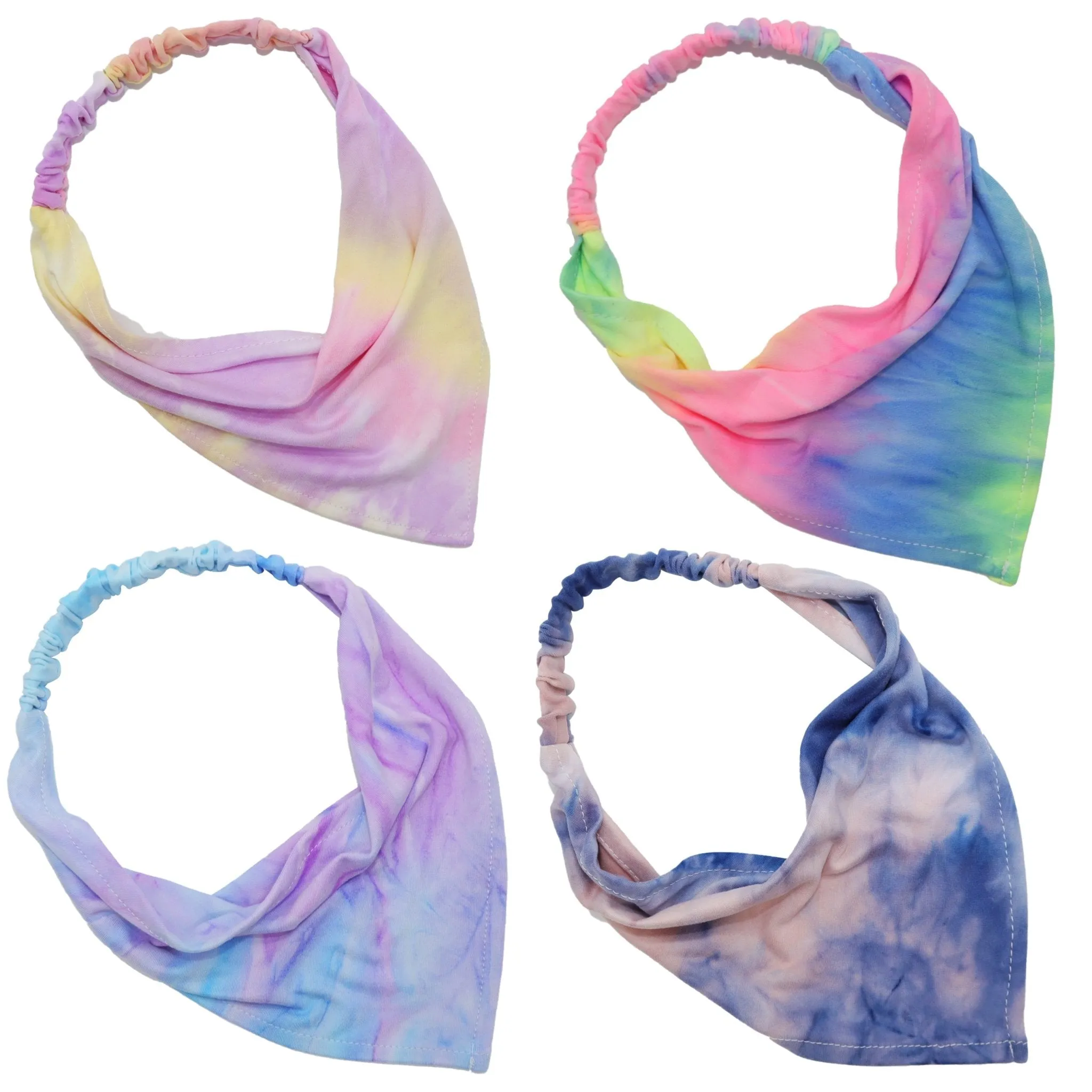 Stretch Tie Dye Bandana Scarf Headbands - 4 Pack