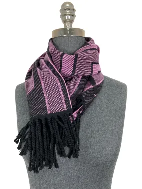 VERSACE Wool La Greca Print Fringe Oblong Scarf